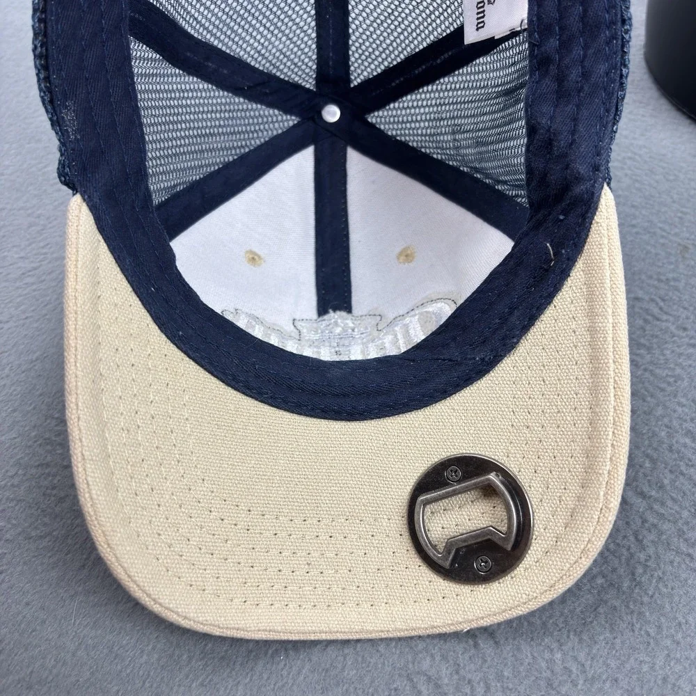 Corona Beer Stylish Hat Tan Navy Mesh Snapback Cap Metal Logo Bottle Opener OSFM